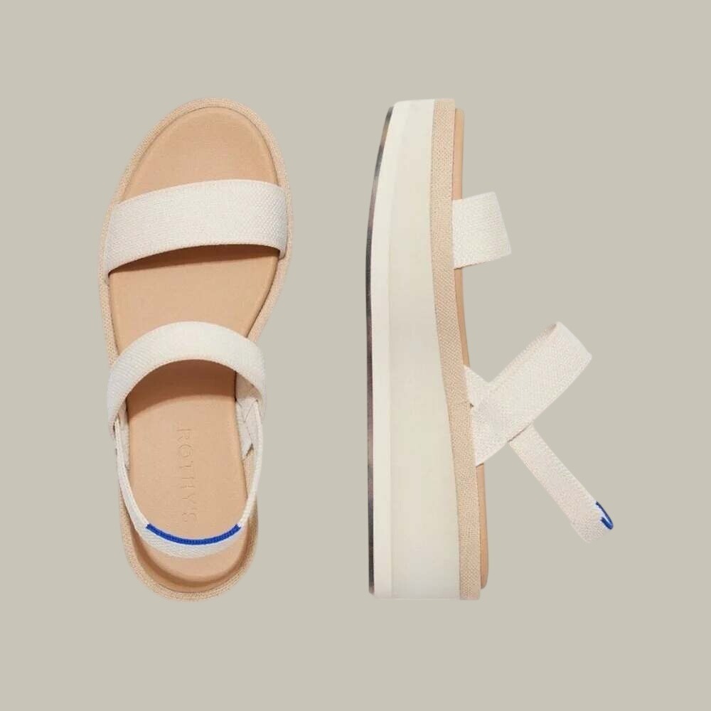 Rothy's The Light Weight Cream Wedge Platform Y2K Sandals Women's Size 11 NEW